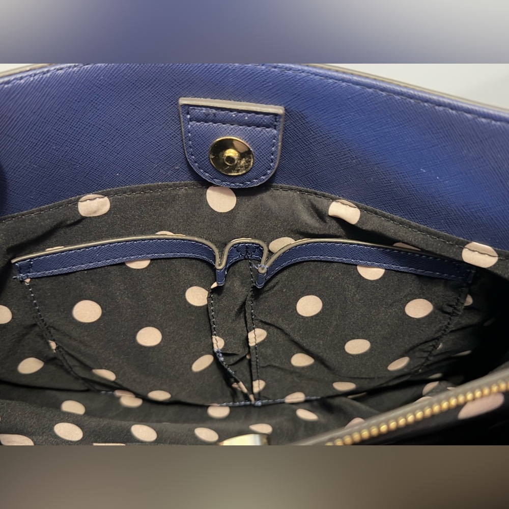 Anne Klein “Black New Recruits” blue Large Structured Satchel Women Handbag - Picture 8 of 10